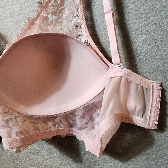 Maidenform Longline Bra Size 36B Soft Cup Bralette Lace Pink - Picture 7 of 9